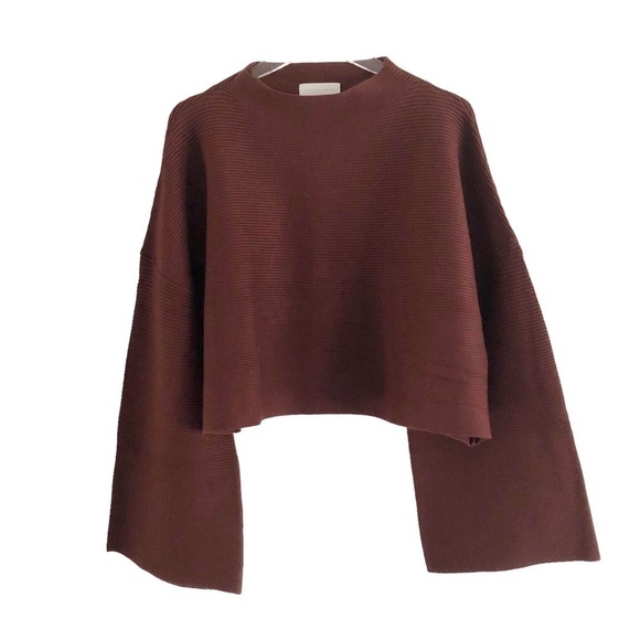 Modern Citizen Sweater The Lou Rib Knit Bell  Sleeve Deep Burgundy Size 3X - Picture 2 of 13